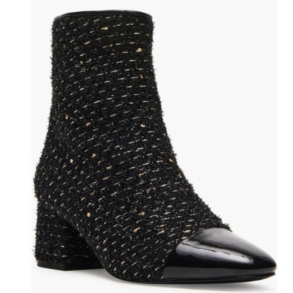 Steve Madden Eiffel Bootie, Tweed Black Sparkle, Low Block Heel, Size‎ 8, NWT
